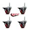 Service Caster 3 Inch Red Polyurethane Wheel Swivel 58 Inch Threaded Stem Caster Set with Brake SCC SCC-TS20S314-PPUB-RED-PLB-58212-4 - alternate 4